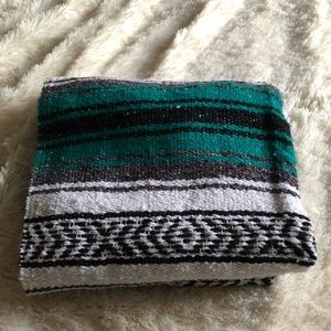 Teal Yoga Blanket / Mexican Throw Blanket